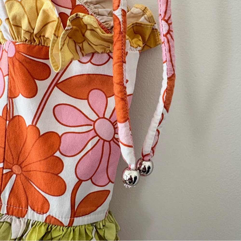 CeliaB In Bloom Dalia Dress Floral Ruffle Tie Shoulder Cotton Size Medium - Picture 12 of 16